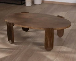 Meuble House Table de salon ovale en manguier pieds cannelés