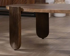 Meuble House Table de salon ovale en manguier pieds cannelés