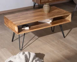 Meuble House Table de salon épurée plateau acacia et niche centrale 