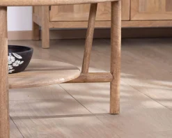 Meuble House Table de salon ronde à double plateau en manguier