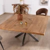 Meuble House Table design carrée métal et bois massif "Bronx" 130x130cm Hot