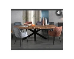 Meuble House Table en bois massif recyclé et pieds étoile en métal noir 200 cm "Valley" Best