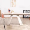 Meuble House Table extensible 160 à 240 cm rétro chic "Amarello" en pierre frittée et métal champagne New