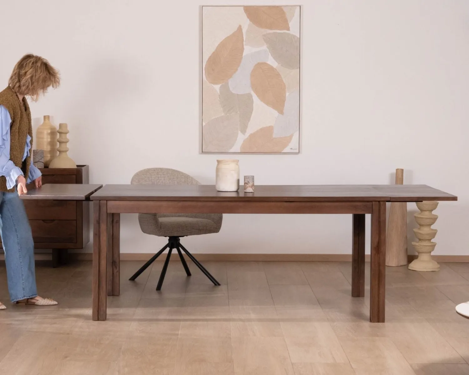 Meuble House Table extensible en manguier massif teinte noyer "Sicora" 180 à cm esprit zen New