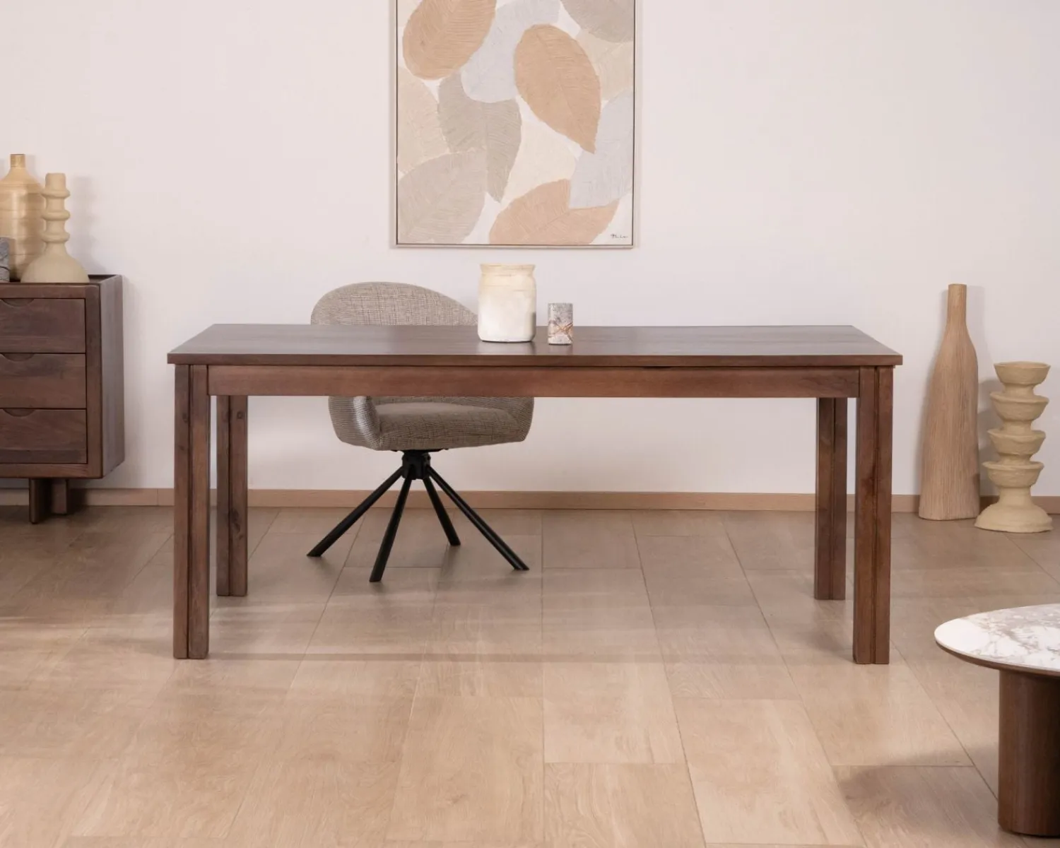 Meuble House Table extensible en manguier massif teinte noyer "Sicora" 180 à cm esprit zen New