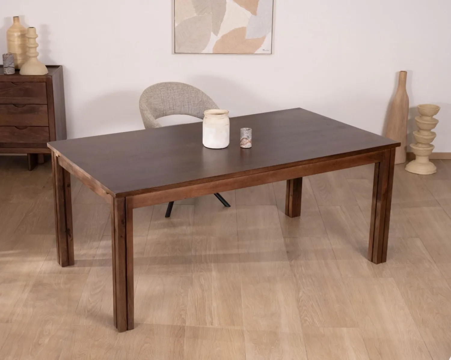Meuble House Table extensible en manguier massif teinte noyer "Sicora" 180 à cm esprit zen New