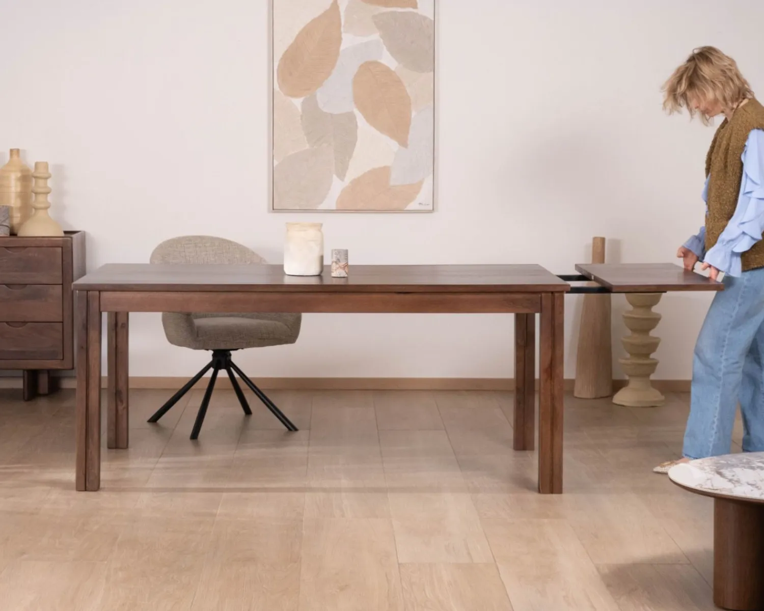 Meuble House Table extensible en manguier massif teinte noyer "Sicora" 180 à cm esprit zen New