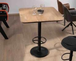 Meuble House Table haute bistrot plateau carré acacia finition biseautée noire