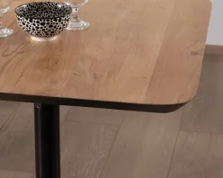 Meuble House Table haute bistrot plateau carré acacia finition biseautée noire