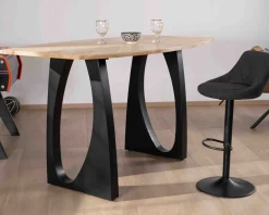 Meuble House Table haute en acacia 185 cm et pieds métal noir design "Audacio" New