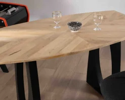 Meuble House Table haute en acacia 185 cm et pieds métal noir design