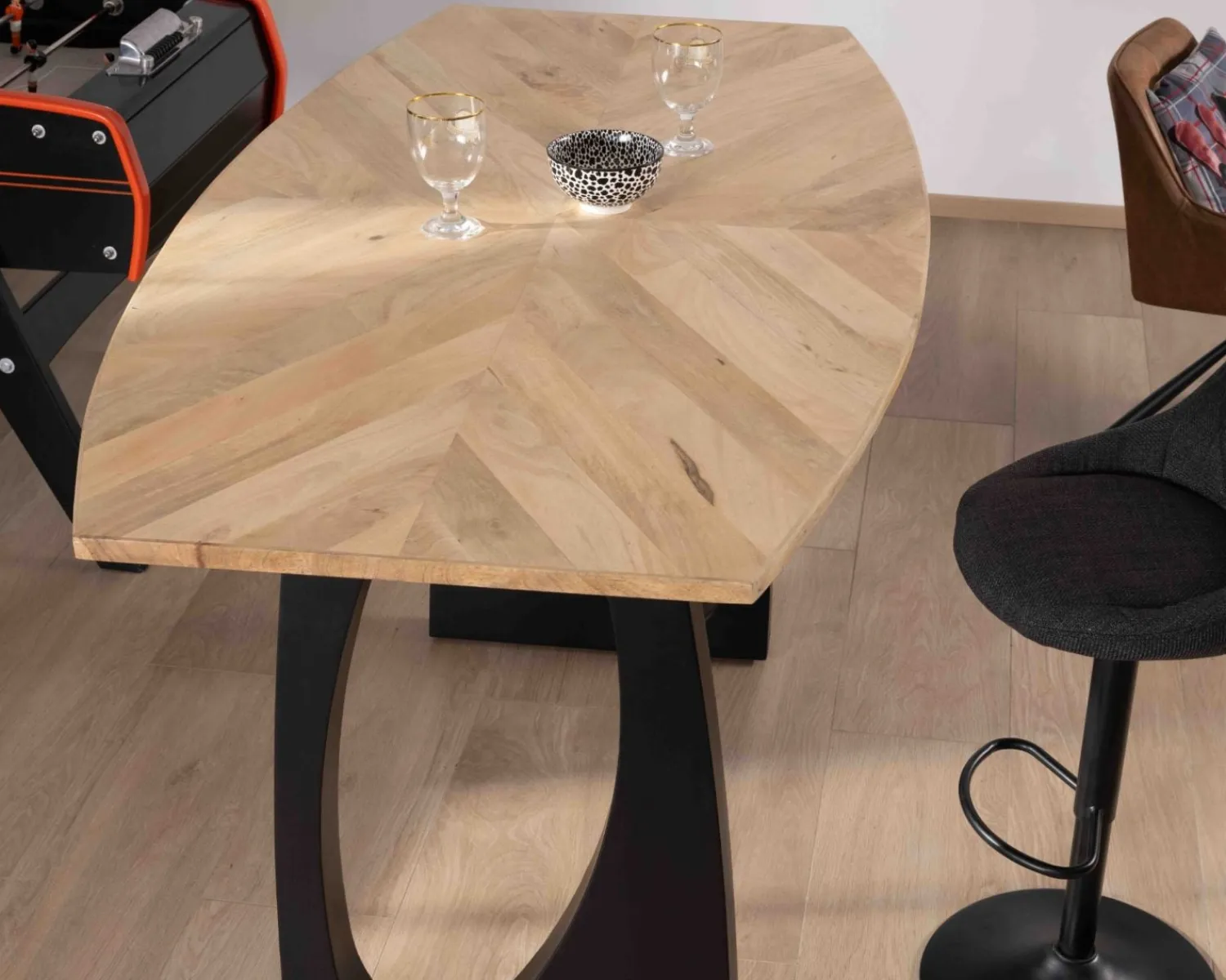 Meuble House Table haute en acacia 185 cm et pieds métal noir design "Audacio" New