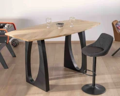Meuble House Table haute en acacia 185 cm et pieds métal noir design