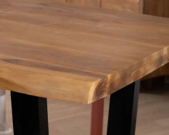 Meuble House Table haute style atelier en teck recyclé massif “Lasia” avec piètement métal noir en U Sale