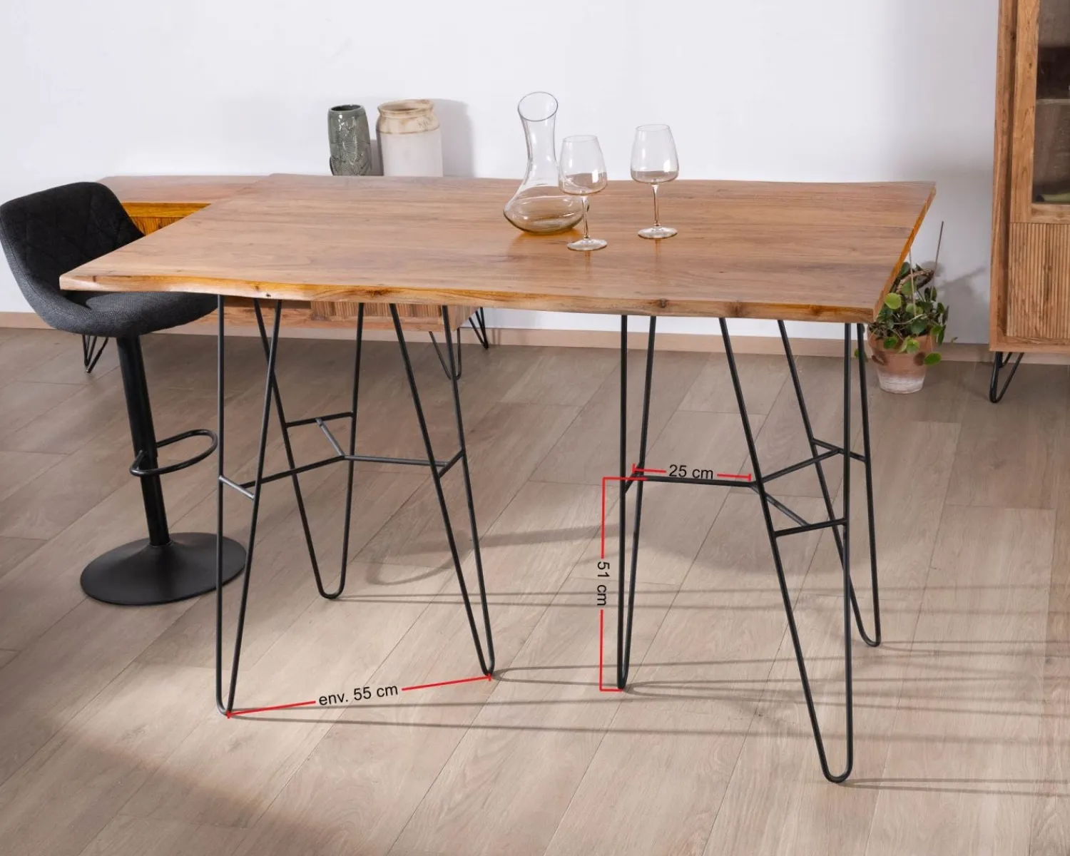Meuble House Table mange-debout épurée en acacia et pieds métal design "Wendy" 160 cm Best