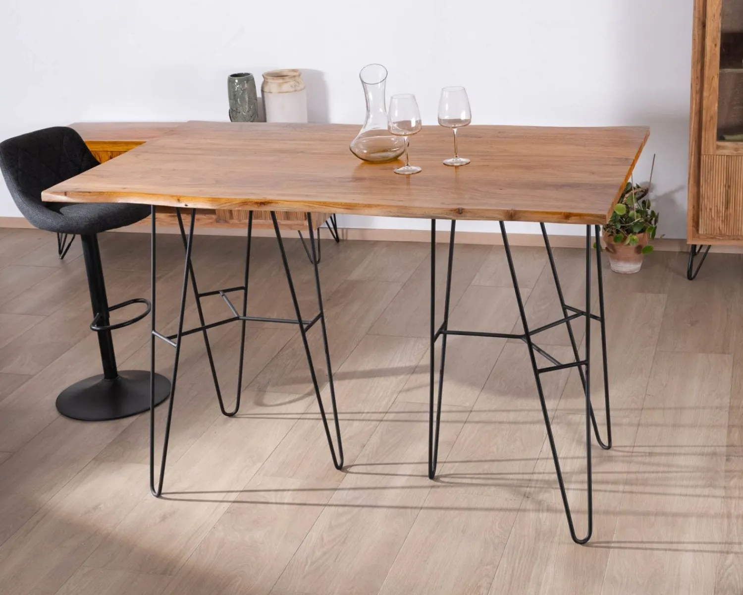 Meuble House Table mange-debout épurée en acacia et pieds métal design "Wendy" 160 cm Best