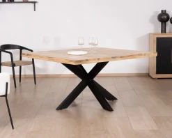 Meuble House Table à manger carrée 140x140cm bois et métal industriel "Caractère" Sale