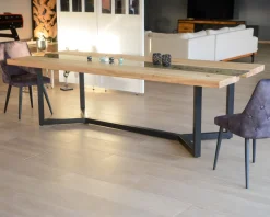 Meuble House Table à manger contemporaine métal, bois et verre "Cassiopée" 280 cm Hot