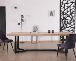 Meuble House Table à manger contemporaine métal, bois et verre