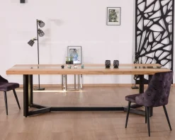 Meuble House Table à manger contemporaine métal, bois et verre