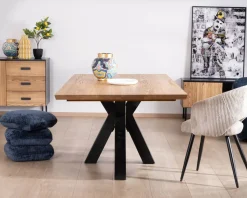Meuble House Table à manger en frêne massif et pied étoile métal noir "Sydney" 2m Sale
