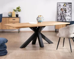 Meuble House Table à manger en frêne massif et pied étoile métal noir