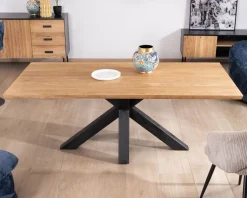 Meuble House Table à manger en frêne massif et pied étoile métal noir