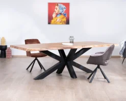Meuble House Table à manger haut de gamme plateau bois épais pieds métal "3D" 240cm New