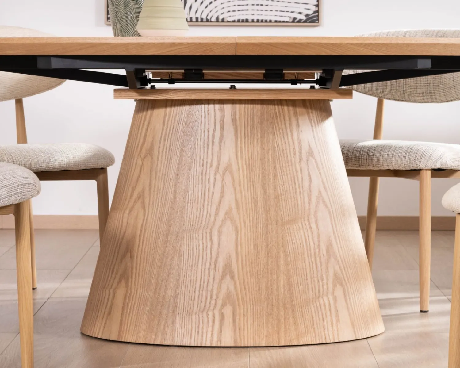 Meuble House Table à manger ovale extensible 160-200 cm aspect chêne "Oria" style contemporain épuré Sale