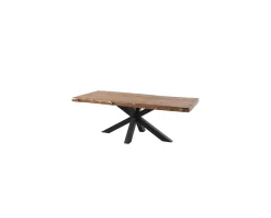 Meuble House Table à manger plateau teck massif recyclé pieds étoile en métal "Valley" 240cm Sale