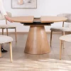 Meuble House Table à manger ronde 120 cm extensible 160 cm "Oria" style épuré aspect frêne Outlet