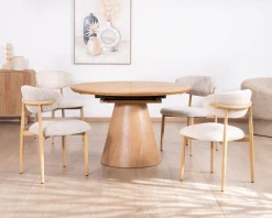 Meuble House Table à manger ronde 120 cm extensible 160 cm
