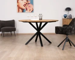 Meuble House Table à manger ronde en teck recyclé et pieds mikado "Bahia" 130 cm Outlet