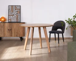 Meuble House Table ronde en acacia style rétro