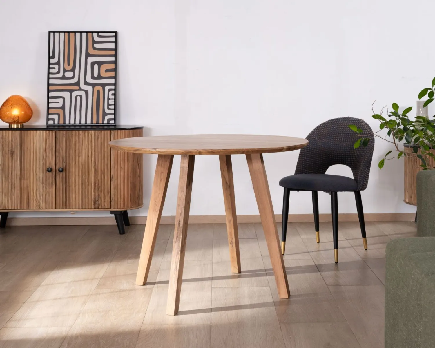 Meuble House Table ronde en acacia style rétro "Boomer" diamètre 100 cm Discount
