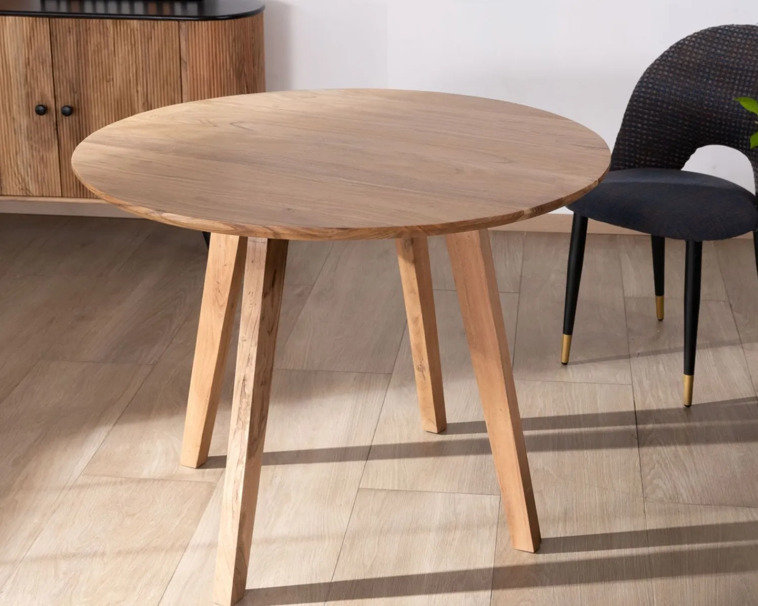 Meuble House Table ronde en acacia style rétro "Boomer" diamètre 100 cm Discount