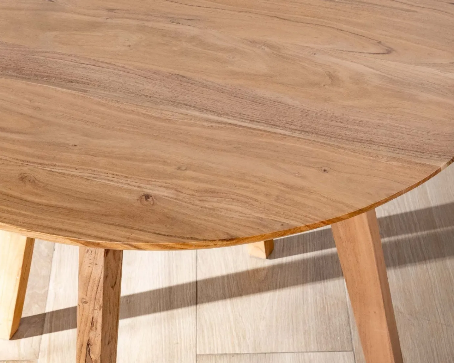 Meuble House Table ronde en acacia style rétro "Boomer" diamètre 100 cm Discount