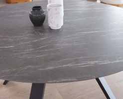 Meuble House Table ronde noire en céramique et aluminium