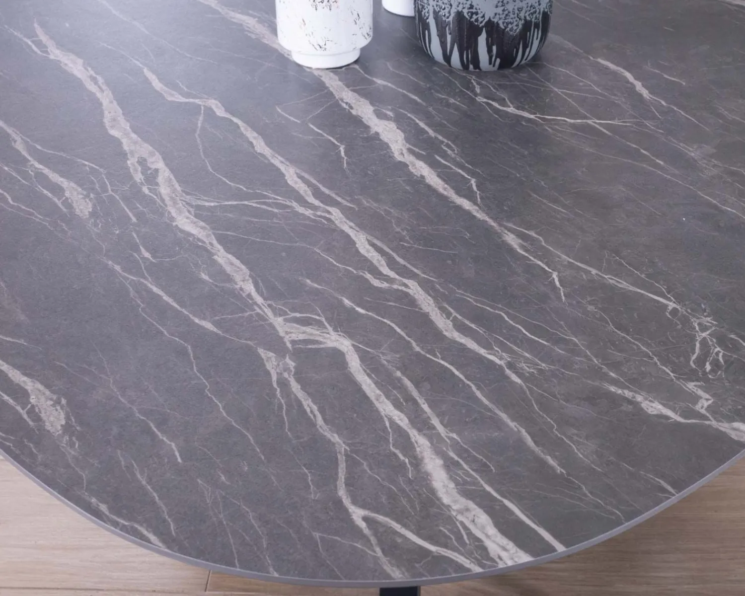 Meuble House Table ronde noire en céramique et aluminium "Chinon" 160 cm Online
