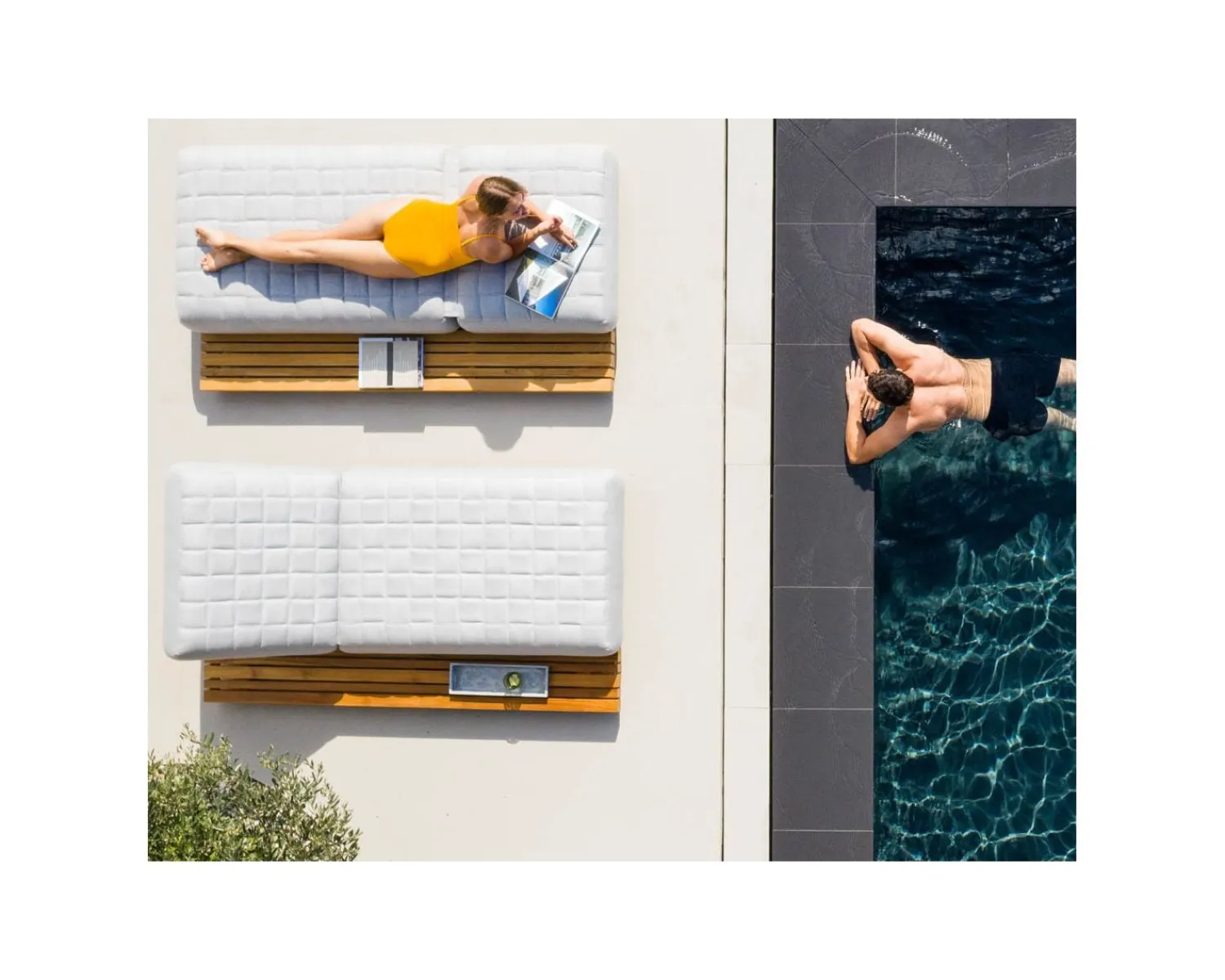 Meuble House Tablette d'agrément en teck pour bain de soleil "Lombok" Online