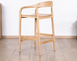 Meuble House Tabouret de bar en acacia design épuré avec dosseret