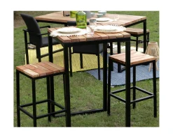 Meuble House Tabouret de bar en métal et bois exotique