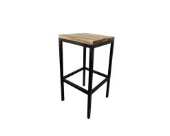 Meuble House Tabouret de bar en métal et bois exotique