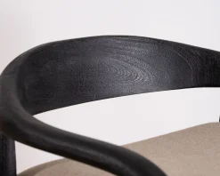 Meuble House Tabouret de bar noir design avec dosseret bois et assise rembourrée 