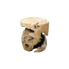 Meuble House Tabouret rond teck massif brut "Farmer" Clearance