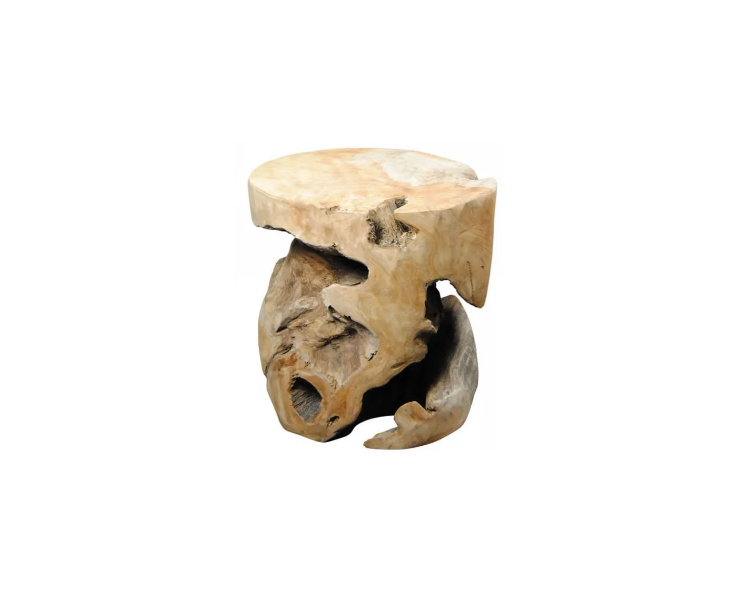 Meuble House Tabouret rond teck massif brut "Farmer" Clearance