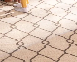 Meuble House Tapis en jute et laine style kilim beige 