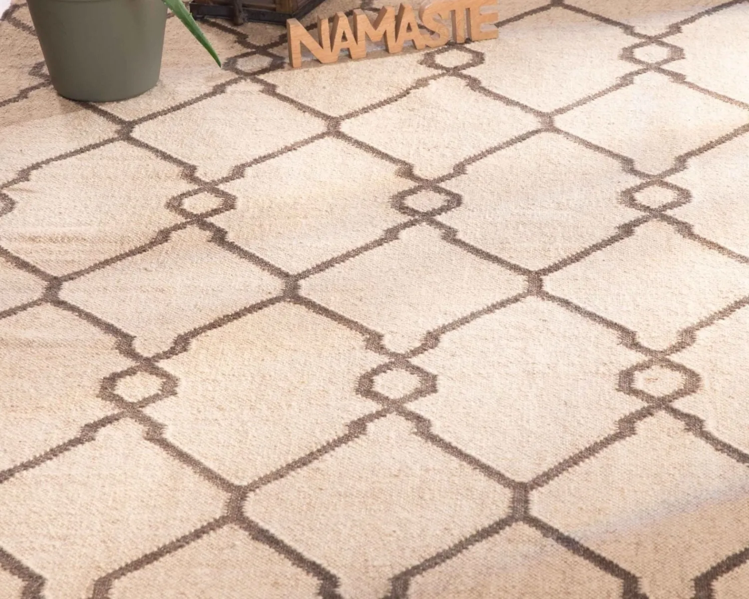Meuble House Tapis kilim beige motif berbère en laine et jute "Cocoon" format 120x180 cm Discount
