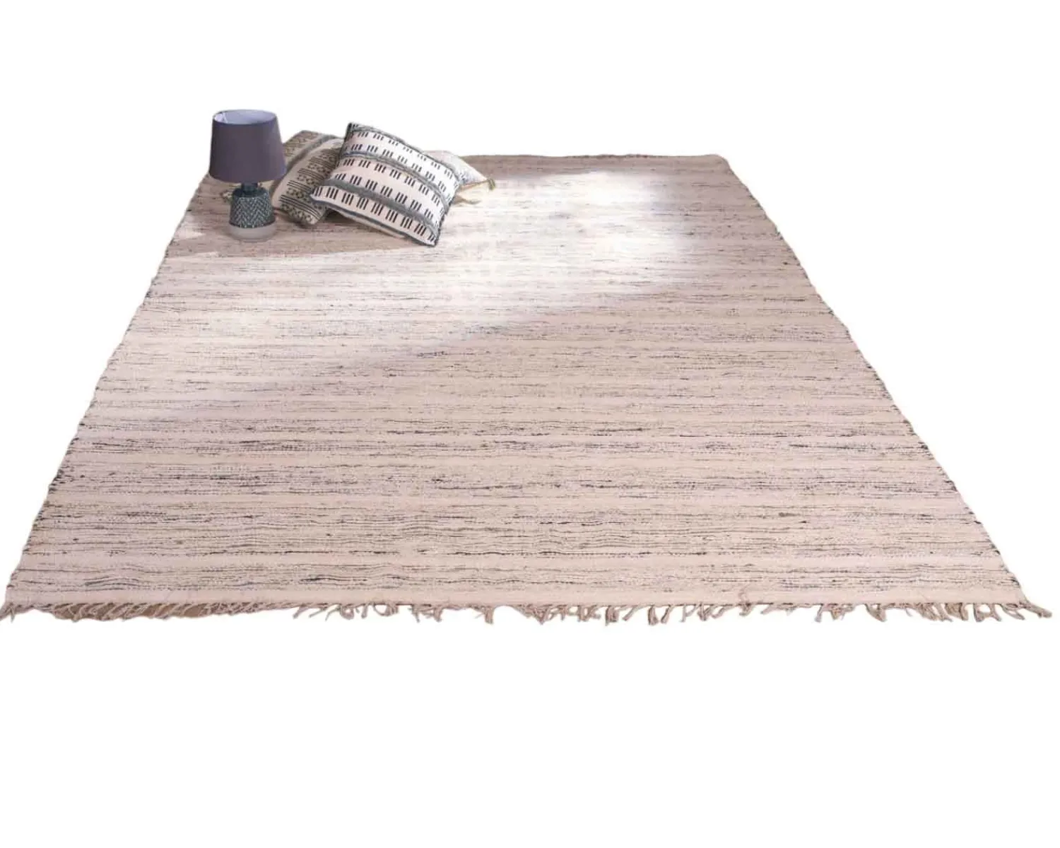 Meuble House Tapis tissé main en coton et jute avec franges 120x180cm "Solira" Hot