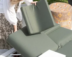 Meuble House Têtière en tissu vert kaki pour bain de soleil 